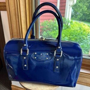 Blue handbag Kate Spade New York - shiny patent leather